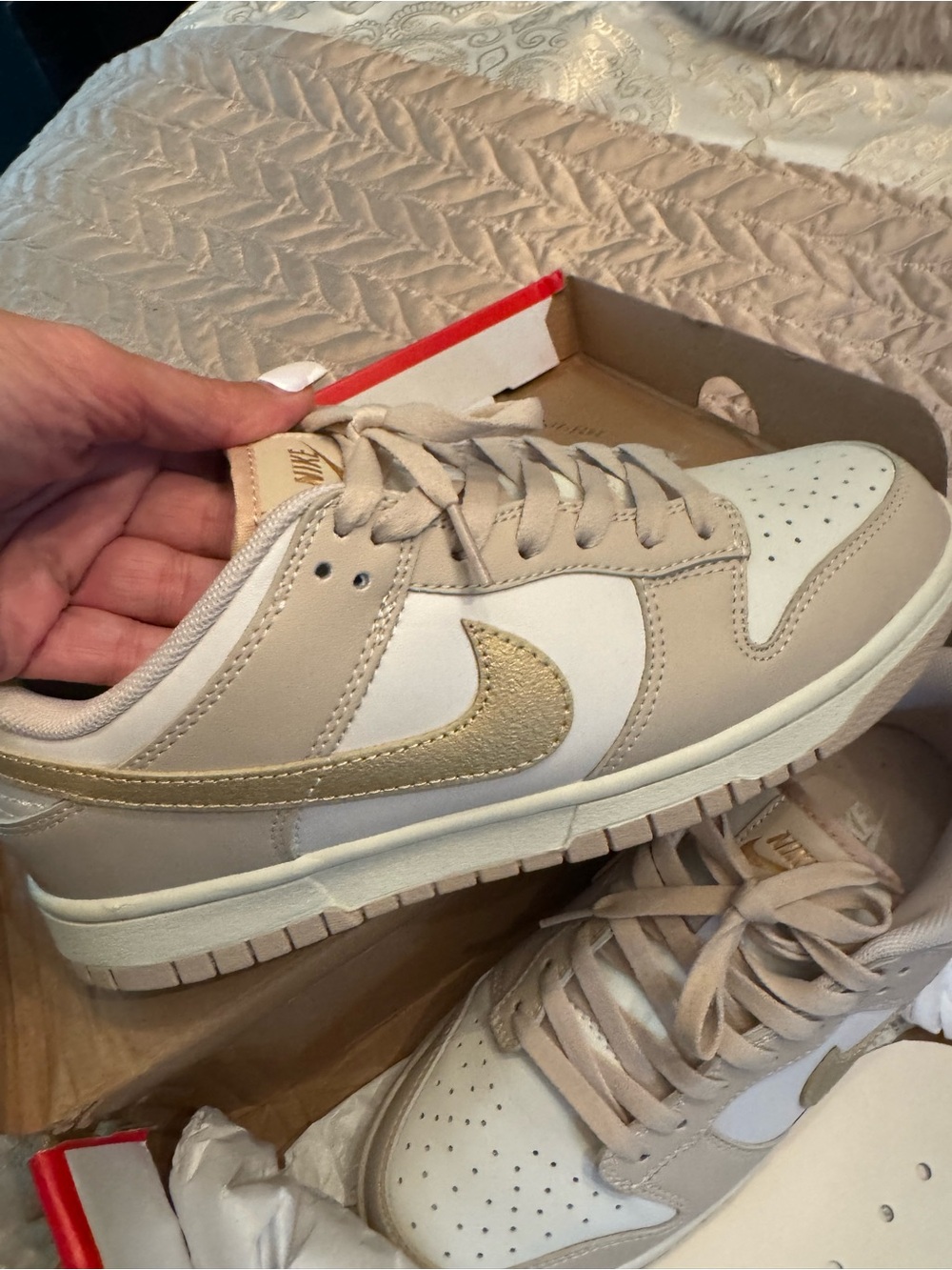 Nike Men’s Low-Top Sneakers in Beige and Gold
